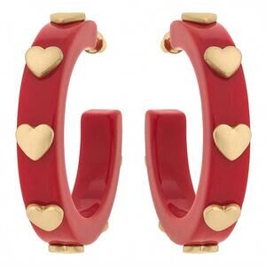 NEW CANVAS STYLE women's hoop heart earrings in red/gold